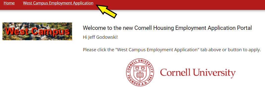 Please click the "West Campus Employment Application" tab above or button to apply.